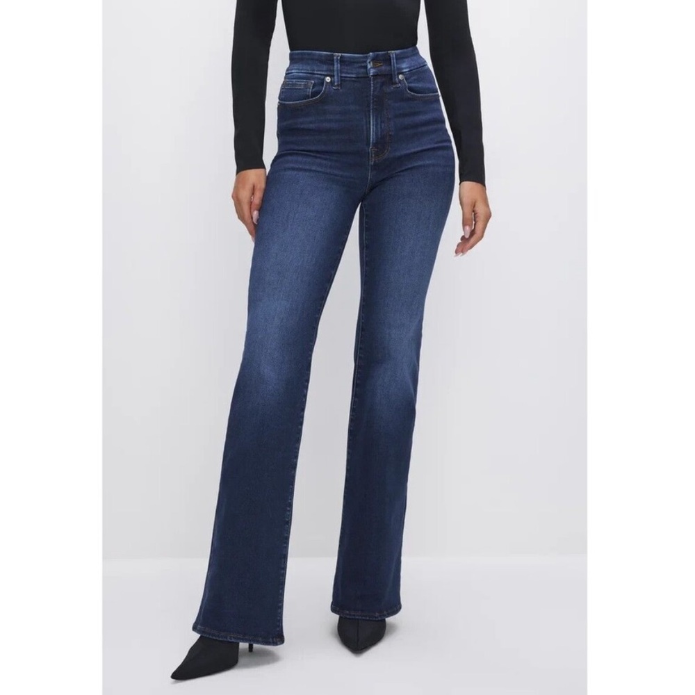 Good American Dark Blue Boot Cut Jeans